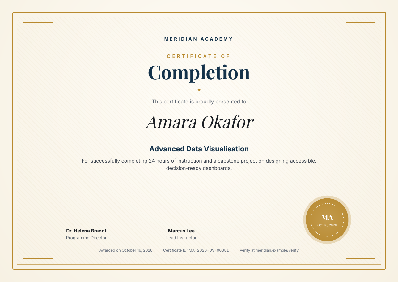 Certificate sample, landscape